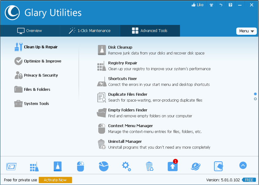 Glary Utilities - Phần mềm tăng tốc hiệu suất máy tính