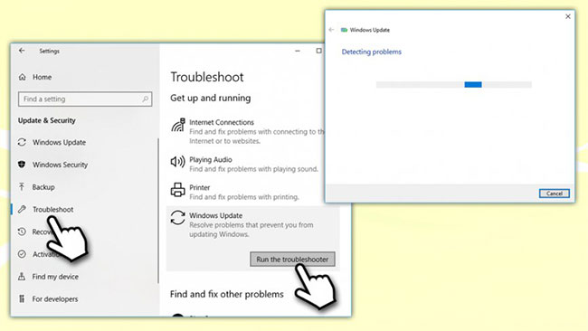 Nhấp vào Windows Update và sau đó chọn Run the troubleshooter