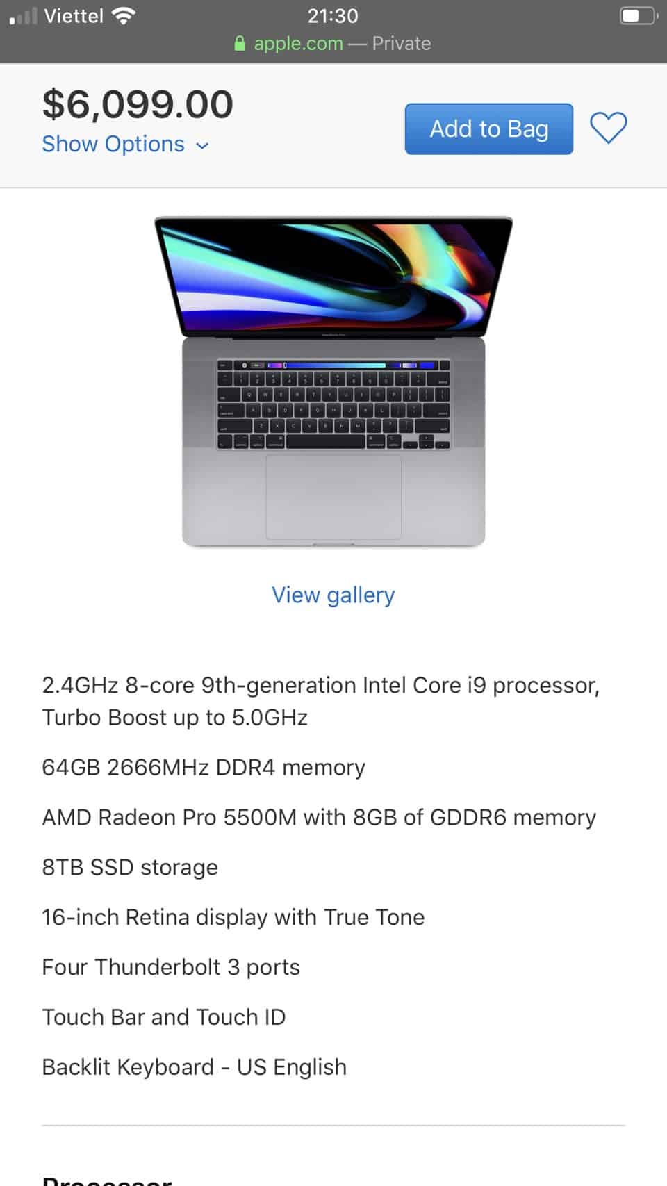 Giá Bán MacBook Pro 16 inch Max Option