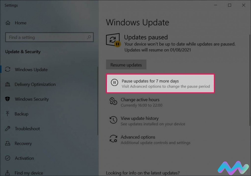 hoãn update windows