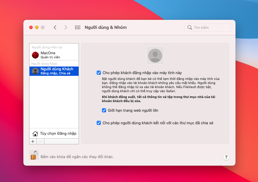 Bước 3: Chọn tích vào mục “ Allow guests to log into this computer”. - Hướng dẫn sử dụng Macbook Pro