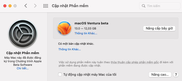 cài đặt macOS 13 Ventura phiên bản Public Beta
