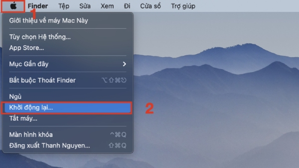 Tiến hành khởi động lại MacBook
