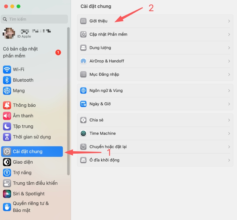 Đổi tên người dùng khi hiển thị chia sẻ của MacBook M2