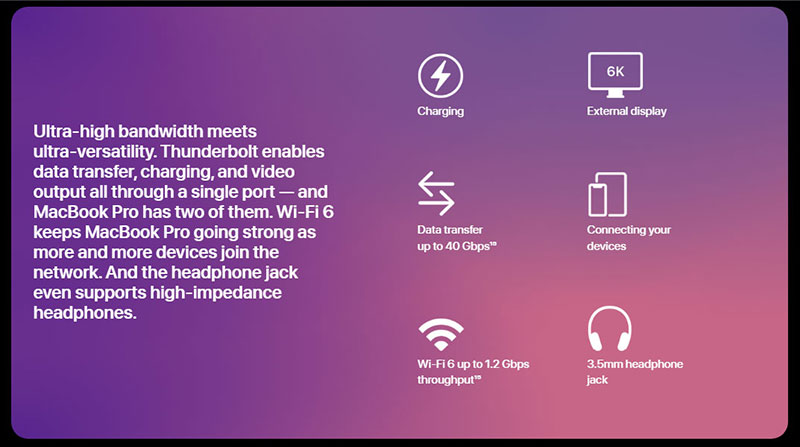 Macbook Pro M2 2022 được trang bị Wi-Fi 6 802.11ax và công nghệ Bluetooth 5.0