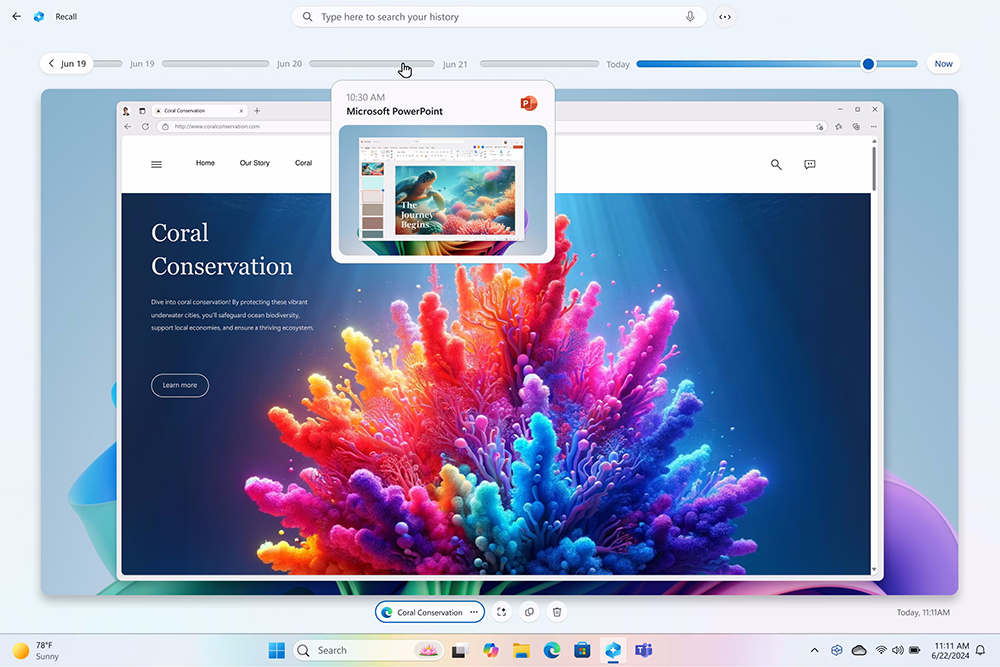 Tính năng Recall mới trên Surface Laptop 7
